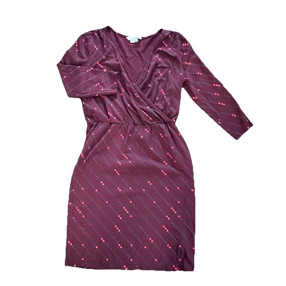 Boden Cressida Faux Wrap Dress 4 Burgundy Knee Length Polka Dot Pockets Tradwife